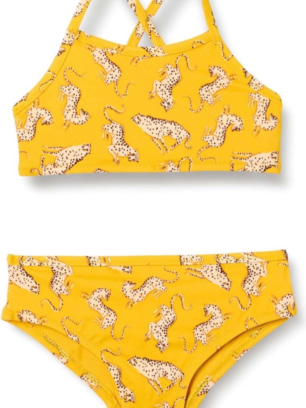Amazon Essentials Yellow Leopard Print Girls' Bikini Set- size L (9 Years)